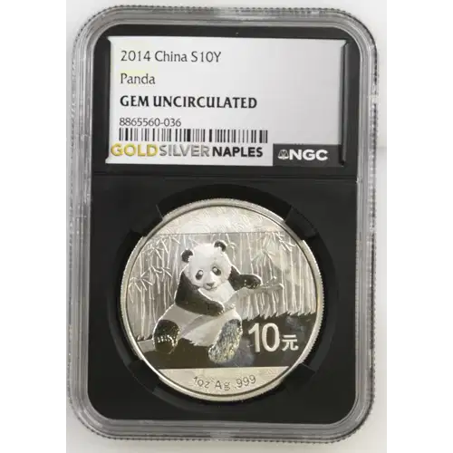 2014 - 1oz Panda Silver Coin - China 10Yn - NGC GEM UNC. (S14-B15)